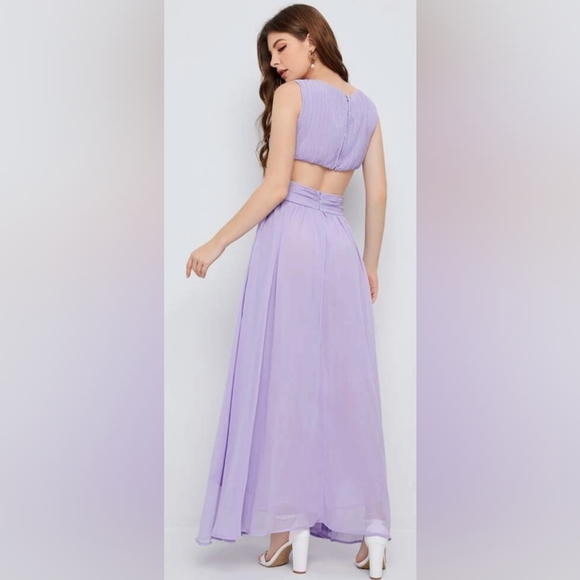 Deep V Neck Criss Wrap Fit & Flare Maxi Dress NWT - Picture 2 of 10